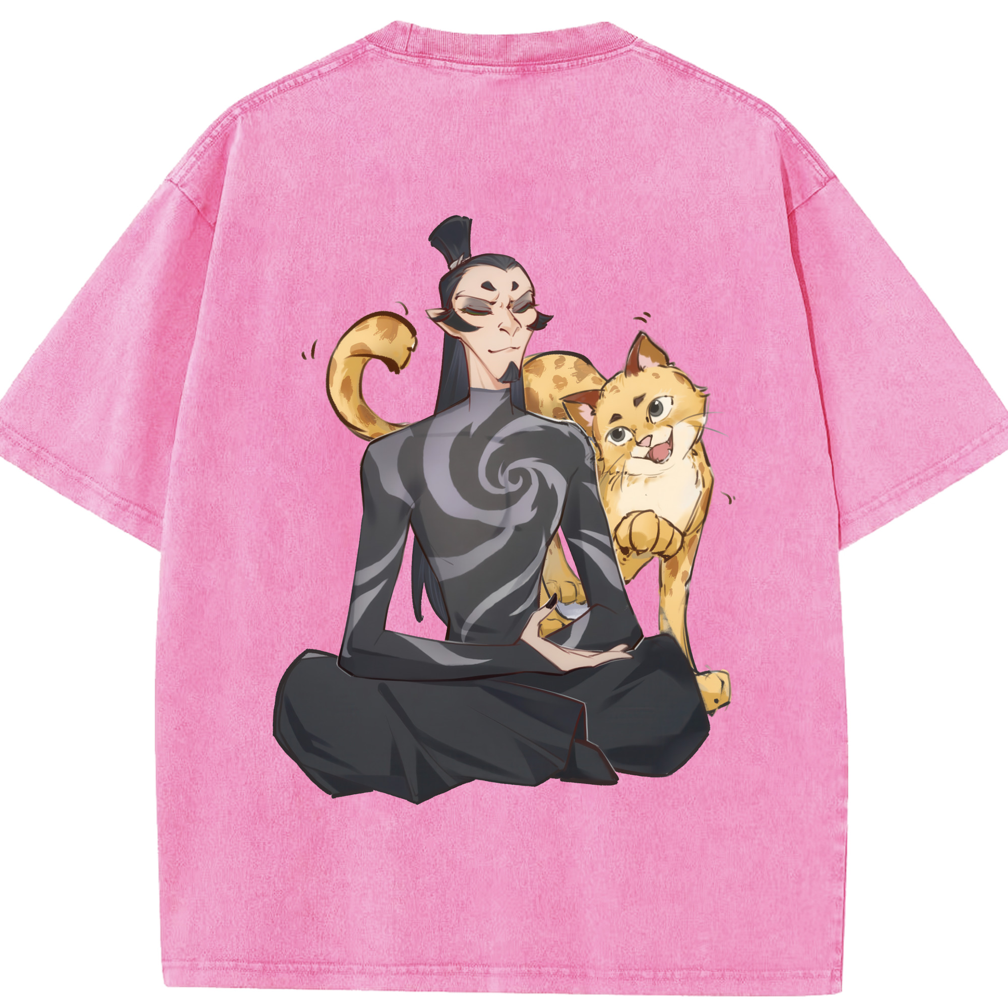 （画像用） Ne Zha 2 ナタ 魔童の大暴れ 綿100% ヴィンテージ風 半袖Tシャツ（背面プリント）